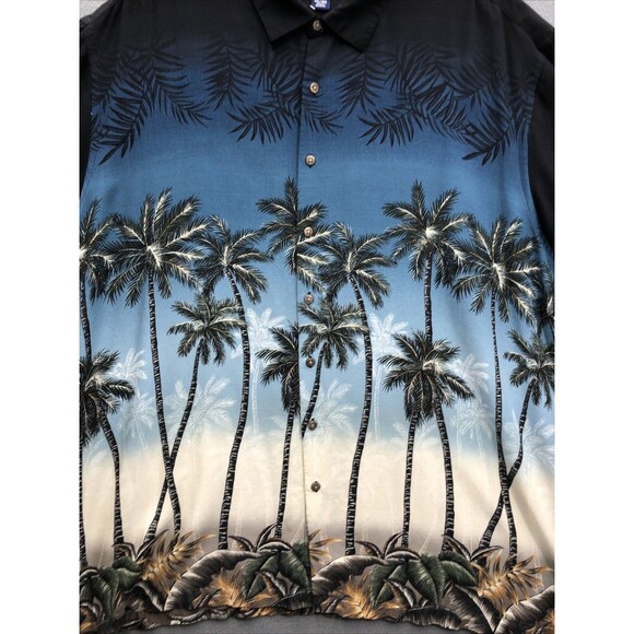 Basic Editions Button Up Shirt Men's Palm Trees 100% Rayon Short Sleeve Size 3XL - Picture 7 of 14